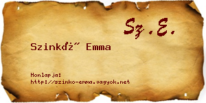 Szinkó Emma névjegykártya